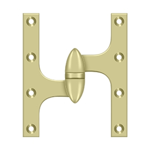 Deltana OK6050B3UNL-L Unlacquered Brass 6" x 5" Olive Knuckle Brass Hinge (Left)