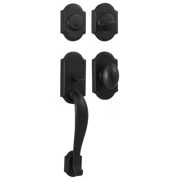 Weslock 07625-2M2SL2D Castletown Single Cylinder Handle set with Durham Knob in the Black finish