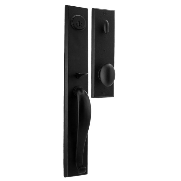 Weslock 07980-2M2SL2D Rockford Single Cylinder Handle set with Durham Knob in the Black finish