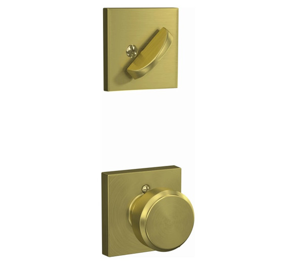 Schlage F59BWE608COL Satin Brass Bowery Knob and Deadbolt with Collins Rose (Interior Half Only)