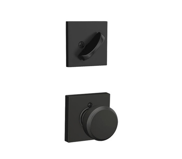 Schlage F59BWE622COL Matte Black Bowery Knob and Deadbolt with Collins Rose (Interior Half Only)