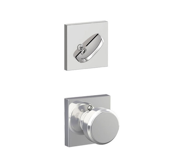 Schlage F59BWE625COL Polished Chrome Bowery Knob and Deadbolt with Collins Rose (Interior Half Only)