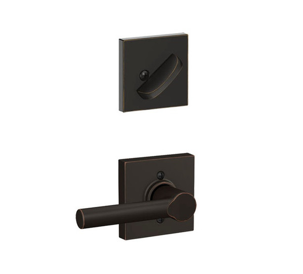 Schlage F94BRW716COL Aged Bronze Dummy Handleset with Broadway Lever and Collins Rose (Interior Side Only)
