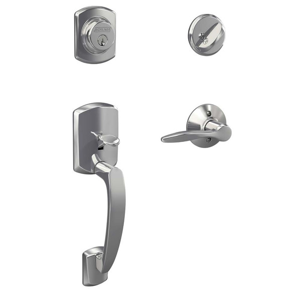 Schlage Residential F60GRW625DELRH Right Hand Greenwich with Delfayo Lever Single Cylinder Handleset Polished Chrome Finish