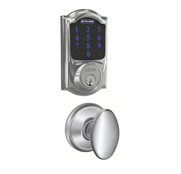 Schlage FBE469ZPCAM625SIE Polished Chrome Camelot Touch Pad Electronic Deadbolt with Z-Wave Technology and Siena Knob