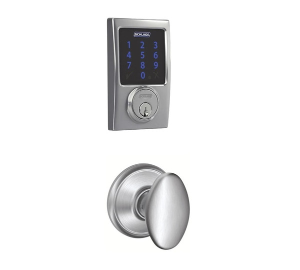 Schlage FBE469ZPCEN625SIE Polished Chrome Century Touch Pad Electronic Deadbolt with Z-Wave Technology and Siena Knob