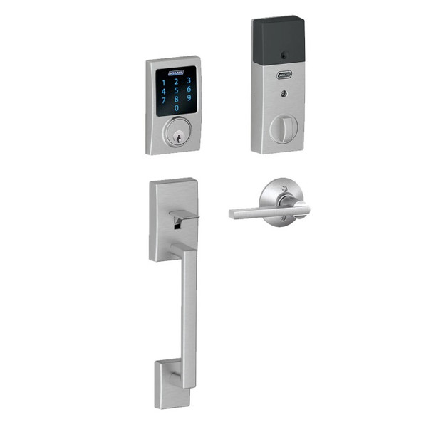Schlage FE469ZPCEN626LAT Satin Chrome Century Touch Pad Electronic Deadbolt with Z-Wave Technology and Century Handleset with Latitude Lever