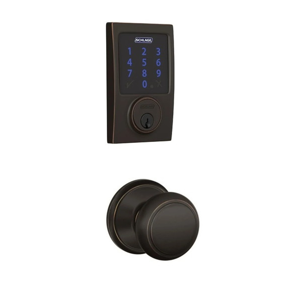 Schlage FBE468ZPCEN716AND Aged Bronze Century Touch Pad Electronic Deadbolt with Z-Wave Technology and Andover Knob