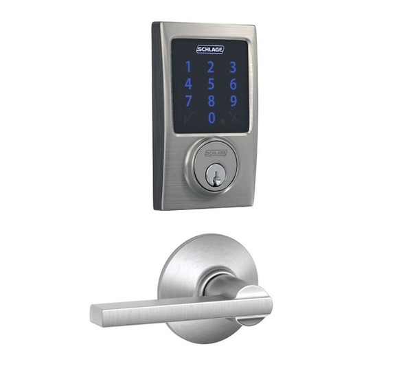 Schlage FBE468ZPCEN626LAT Satin Chrome Century Touch Pad Electronic Deadbolt with Z-Wave Technology and Latitude Lever