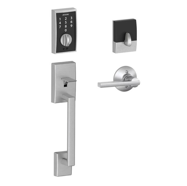 Schlage FE375CEN626LAT Satin Chrome Century Keyless Touch Pad Electronic Handleset with Latitude Lever