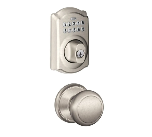 Schlage BE365CAM619/F10AND619 Camelot Keypad Dead Bolt Combo Pack Satin Nickel Electronic Keypad Deadbolt