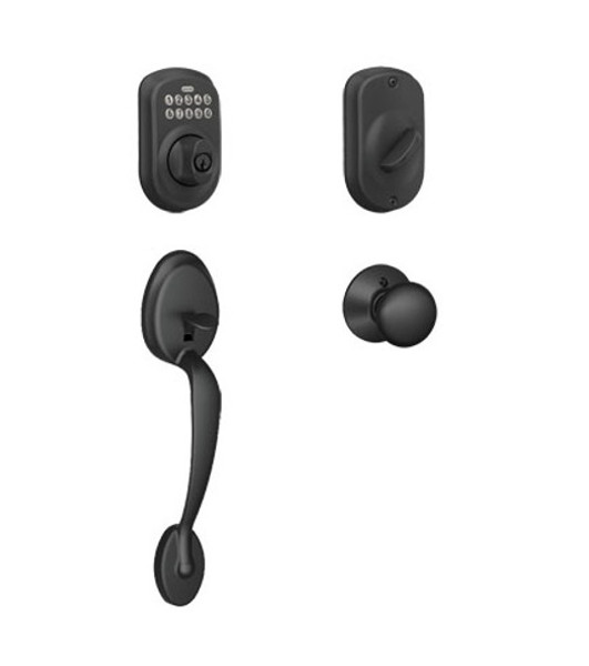 Schlage FE285PLY622PLY-BE365PLY622 Matte Black Plymouth Keypad Handleset with Plymouth Knob