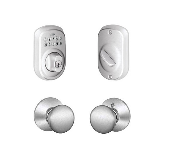 Schlage BE365PLY626-F10PLY626 Satin Chrome Plymouth Keypad Deadbolt with Plymouth Knob