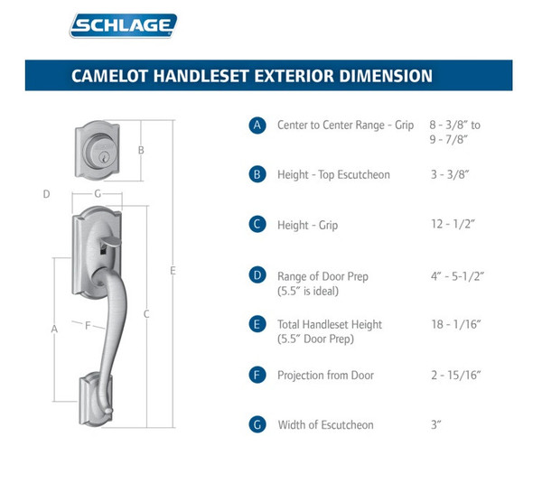 Schlage Residential BE489WBCCAM619-FE285CAM619ACCLH Camelot Encode Smart Wifi Deadbolt with Camelot Handle Set and Accent Lever Left Handed Satin Nickel Finish