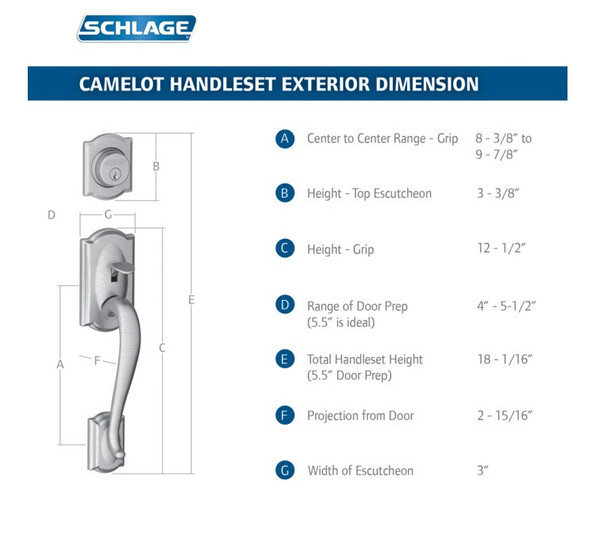 Schlage Residential BE489WBCCAM625-FE285CAM625ACCLH Camelot Encode Smart Wifi Deadbolt with Camelot Handle Set and Accent Lever Left Handed Polished Chrome Finish