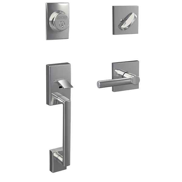 Schlage FC93CEN625BRWCOL Century Dummy Handleset with Broadway Lever and Collins Rose Polished Chrome