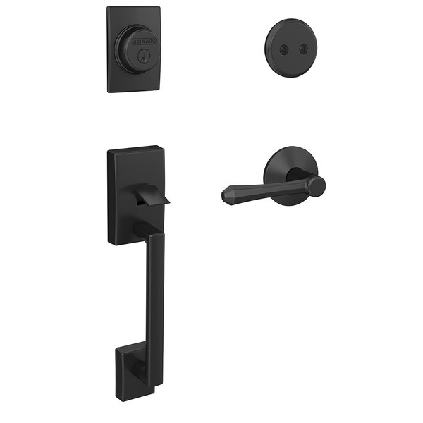 Schlage FC93CEN622DMPKIN Century Dummy Handleset with Dempsey Lever and Kinsler Rose Matte Black