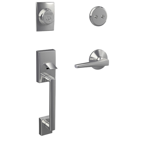 Schlage FC93CEN625ELRKIN Century Dummy Handleset with Eller Lever and Kinsler Rose Polished Chrome