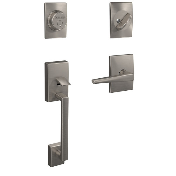 Schlage FC93CEN619ELRCEN Century Dummy Handleset with Eller Lever and Century Rose Satin Nickel