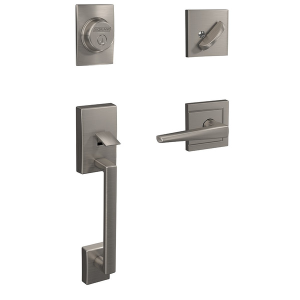 Schlage FC93CEN619ELRULD Century Dummy Handleset with Eller Lever and Upland Rose Satin Nickel