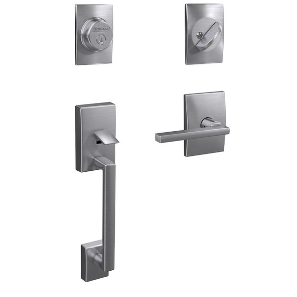 Schlage FC93CEN626LATCEN Century Dummy Handleset with Latitude Lever and Century Rose Satin Chrome