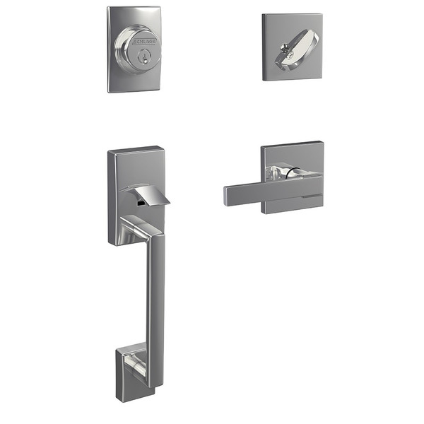 Schlage FC93CEN625NBKCOL Century Dummy Handleset with Northbrook Lever and Collins Rose Polished Chrome