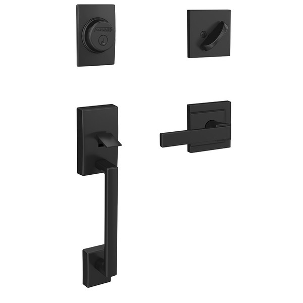 Schlage FC93CEN622NBKULD Century Dummy Handleset with Northbrook Lever and Upland Rose Matte Black