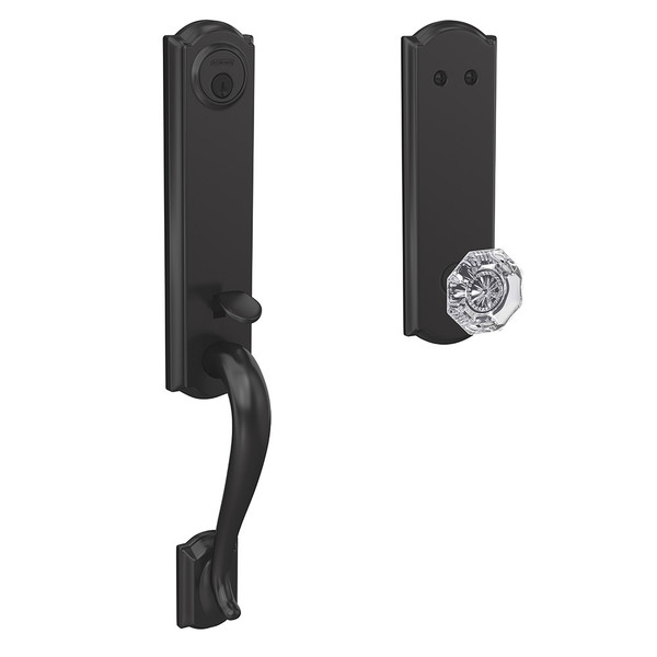 Schlage FCT93CAM622ALXCAM Camelot Dummy Handleset with Alexandria Knob and Camelot Rose Matte Black