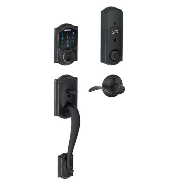 Schlage FE468ZPCAM716ACC Aged Bronze Camelot Touch Pad Electronic Deadbolt with Z-Wave Technology and Camelot Handleset with Accent Lever Schlage FE468ZPCAM716ACC Aged Bronze Camelot Touch Pad Electronic Deadbolt with Z-Wave Technology and Camelot Handleset with Accent Lever
