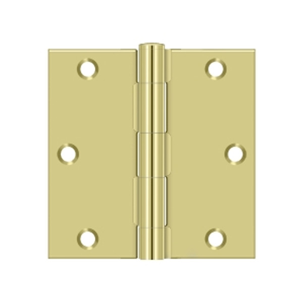 Deltana S35U3-R Polished Brass 3-1/2" x 3-1/2" - Steel Square Corner Hinge