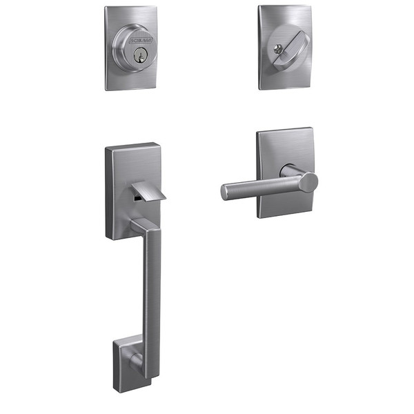 Schlage FC60CEN626BRWCEN Century Single Cylinder Handleset with Broadway Lever and Century Rose Satin Chrome