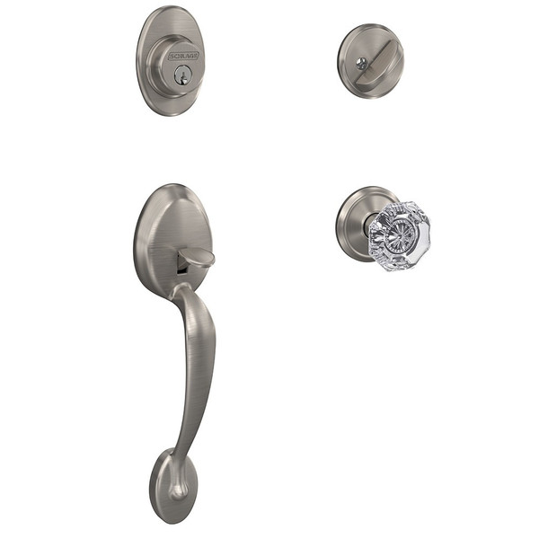 Schlage FC60PLY619ALXALD Plymouth Single Cylinder Handleset with Alexandria Knob and Alden Rose Satin Nickel Schlage FC60PLY619ALXALD Plymouth Single Cylinder Handleset with Alexandria Knob and Alden Rose Satin Nickel
