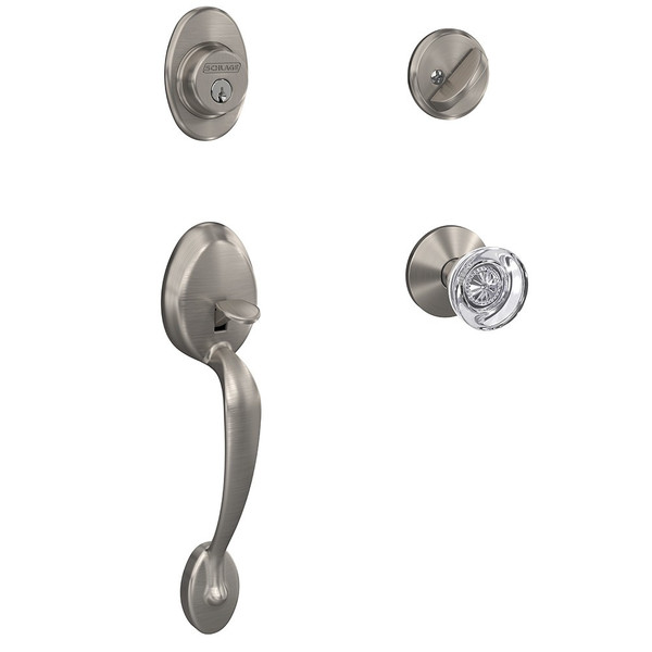 Schlage FC60PLY619HOBKIN Plymouth Single Cylinder Handleset with Hobson Knob and Kinsler Rose Satin Nickel Schlage FC60PLY619HOBKIN Plymouth Single Cylinder Handleset with Hobson Knob and Kinsler Rose Satin Nickel
