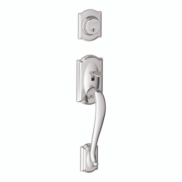 Schlage FC58CAM625 Polished Chrome Camelot Single Cylinder Handleset (Exterior Side Only)