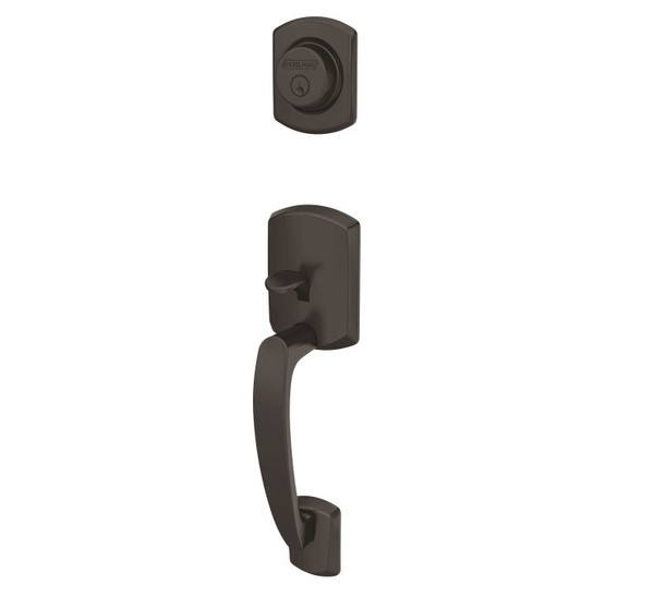 Schlage FC92GRW622 Matte Black Greenwich Dummy Handleset (Exterior Side Only)