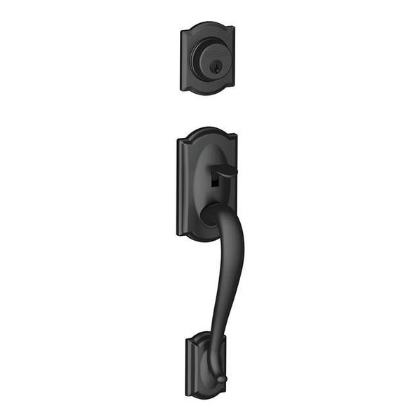 Schlage F58CAM622 Matte Black Camelot Single Cylinder Handleset (Exterior Side Only) Schlage F58CAM622 Matte Black Camelot Single Cylinder Handleset (Exterior Side Only)