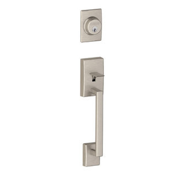 Schlage F60CEN619BRWCEN Satin Nickel Century Handle Set with Broadway Handle and Century Rose
