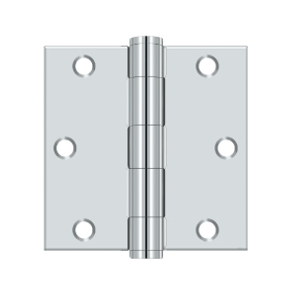 Deltana S35HD26 Polished Chrome 3-1/2" x 3-1/2" HD Steel Square Corner Hinge
