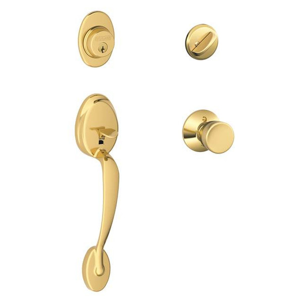 Schlage F60PLY605BEL Bright Brass Plymouth Handle Set with Bell Handle Schlage F60PLY605BEL Bright Brass Plymouth Handle Set with Bell Handle