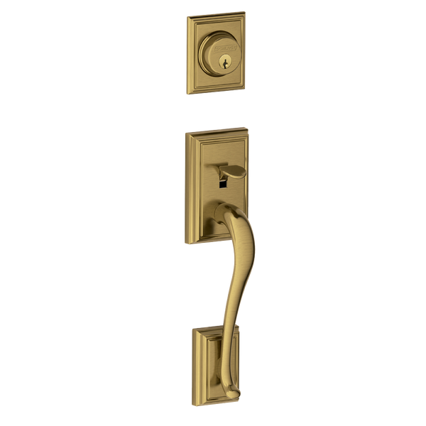 Schlage F93ADD609AND Antique Brass Addison Dummy Handleset with Andover Knob
