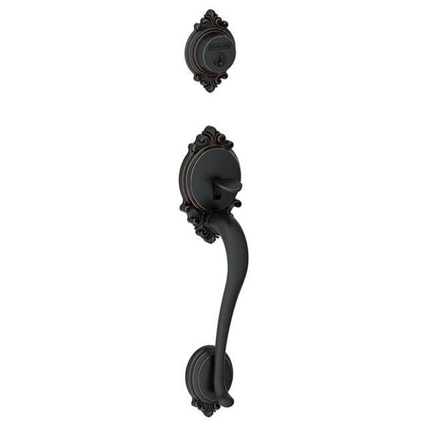 Schlage F93BRK716ACCBRK Aged Bronze Brookshire Dummy Handleset with Accent Lever and Brookshire Rose