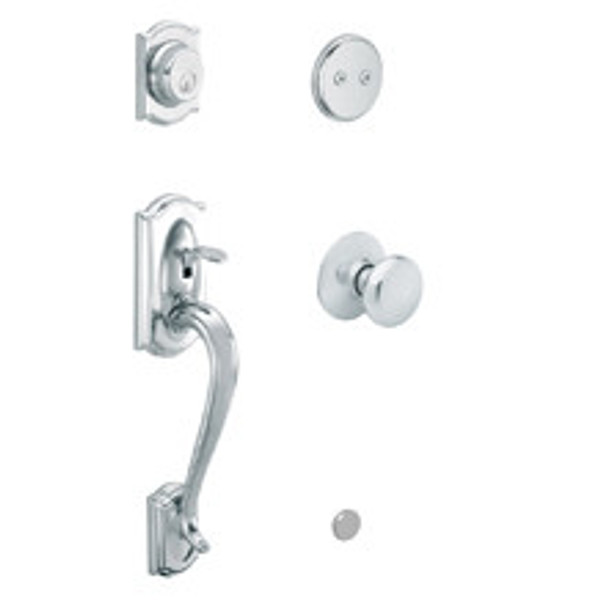 Schlage F93CAM625PLY Bright Chrome Camelot Dummy Handleset with Plymouth Knob