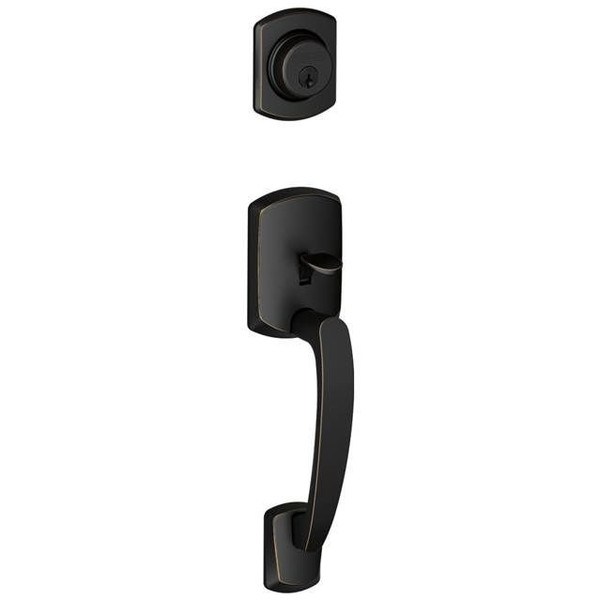Schlage F93GRW716SIE Aged Bronze Greenwich Dummy Handleset with Siena Handle