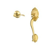 Schlage FE285BRK605ACC Polished Brass Brookshire Style Handleset with Accent Lever Bottom Half Only