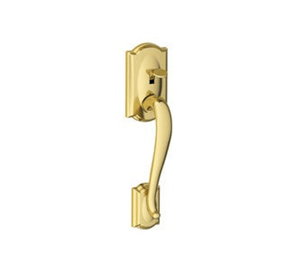 Schlage FE285CAM605ELA Polished Brass Camelot Style Handleset with Elan Lever Bottom Half Only