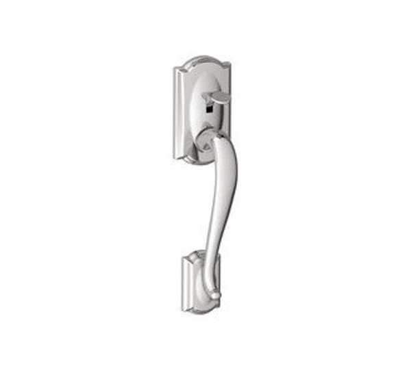 Schlage FE285CAM625VLA Polished Chrome Camelot Style Handleset with Avila Lever Bottom Half Only