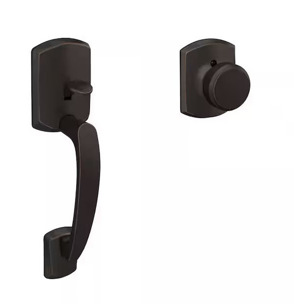 Schlage FE285GRW716BWEGRW Aged Bronze Greenwich Style Handleset with Bowery Knob and Greenwich Rose Bottom Half Only