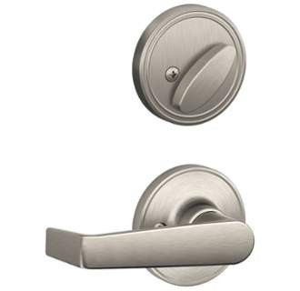 Schlage JH60SUT619MAR Satin Nickel Sutton Handle Set with Marin Style Lever