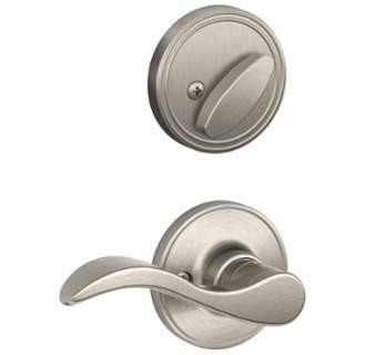 Schlage JH60SUT619SEV Satin Nickel Sutton Handle Set with Seville Style Lever