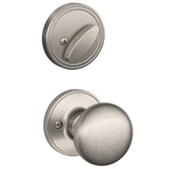 Schlage JH60SUT619STR Satin Nickel Sutton Handle Set with Stratus Style Knob